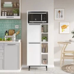 Ντουλάπι Τροφίμων  LIZARD Λευκό Μοριοσανίδα/Μέταλλο 60x35.5x161.6cm