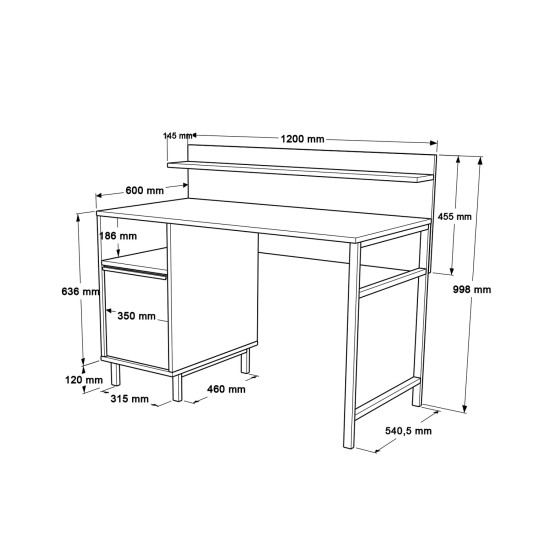 Γραφείο WING Φυσικό Μοριοσανίδα/Μέταλλο 60x120x99.8cm Γραφείο WING Φυσικό Μοριοσανίδα/Μέταλλο 60x120x99.8cm