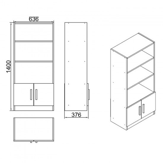 Βιβλιοθήκη  EDGWARE Οξιά/Μαύρο Μοριοσανίδα 63.6x37.6x140cm