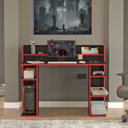 Γραφείο  FIFE Μαύρο/Κόκκινο Μοριοσανίδα/Μελαμίνη 124x58x98cm