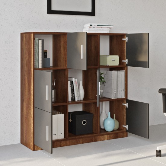 Βιβλιοθήκη  ELTHAM Baroque/Ανθρακί Μοριοσανίδα/Μελαμίνη 119.9x37.6x121.8cm