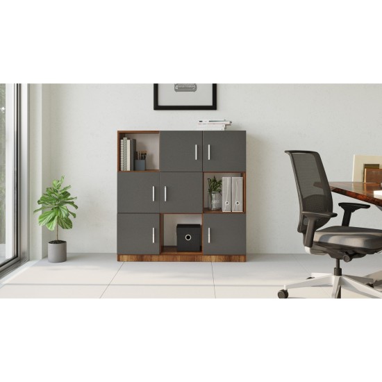 Βιβλιοθήκη  ELTHAM Baroque/Ανθρακί Μοριοσανίδα/Μελαμίνη 119.9x37.6x121.8cm