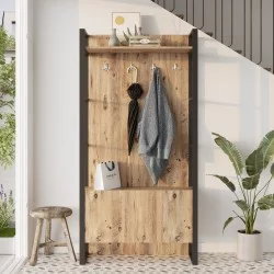 Έπιπλο Εισόδου  ABERDEEN Πεύκο/Ανθρακί Μοριοσανίδα/Μέταλλο 90x34x180cm