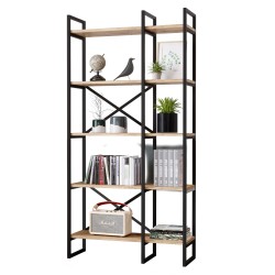 Βιβλιοθήκη  FALKIRK Πεύκο/Μαύρο Μοριοσανίδα/Μέταλλο 87.5x30x175cm