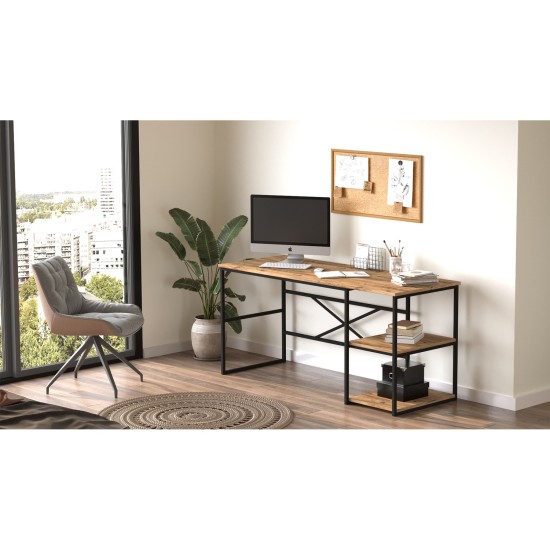 Γραφείο  GALLOWAY Πεύκο/Μαύρο Μοριοσανίδα/Μέταλλο 160x60x75cm