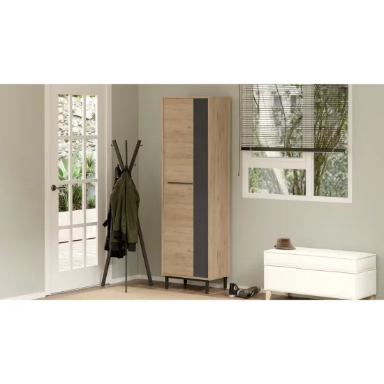 Παπουτσοθήκη  INVERCLYDE Φυσικό/Ανθρακί Μοριοσανίδα/Μελαμίνη 57.2x35.5x173.6cm