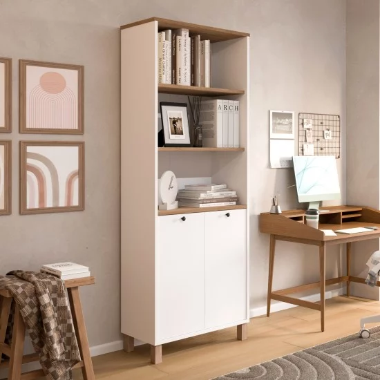 Βιβλιοθήκη  BRAGI Λευκό/Φυσικό Μοριοσανίδα 69.5x32x180cm