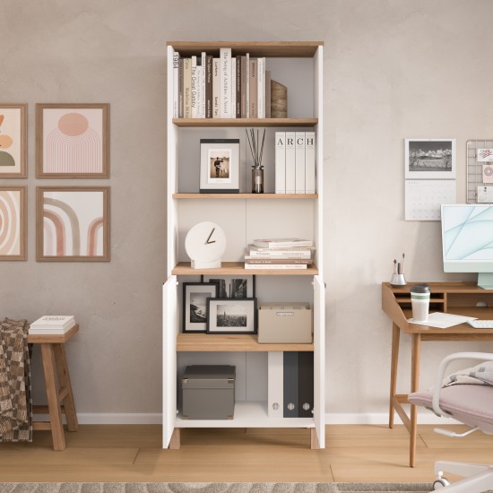 Βιβλιοθήκη  BRAGI Λευκό/Φυσικό Μοριοσανίδα 69.5x32x180cm