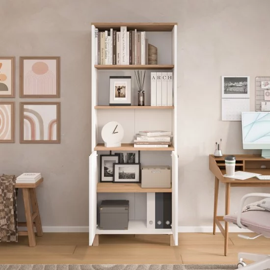 Βιβλιοθήκη  BRAGI Λευκό/Φυσικό Μοριοσανίδα 69.5x32x180cm