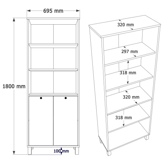 Βιβλιοθήκη  BRAGI Λευκό/Φυσικό Μοριοσανίδα 69.5x32x180cm