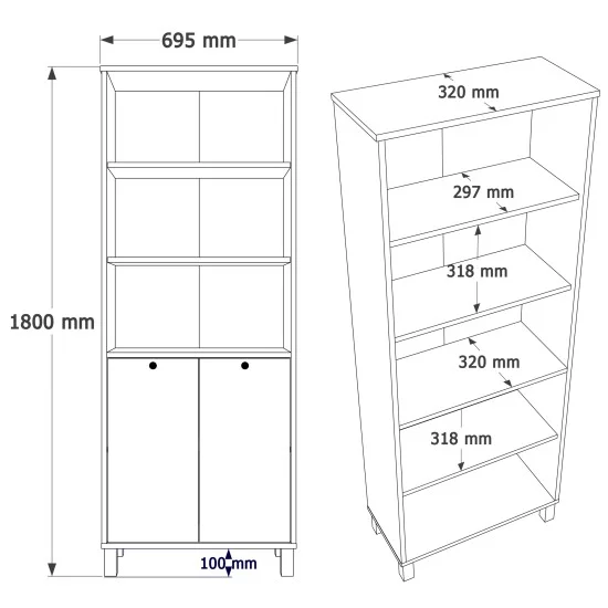 Βιβλιοθήκη  BRAGI Λευκό/Φυσικό Μοριοσανίδα 69.5x32x180cm