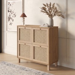 Κονσόλα  AESIR Φυσικό Μοριοσανίδα/Rattan 90x35x85.2cm