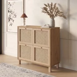 Κονσόλα  AESIR Φυσικό Μοριοσανίδα/Rattan 90x35x85.2cm