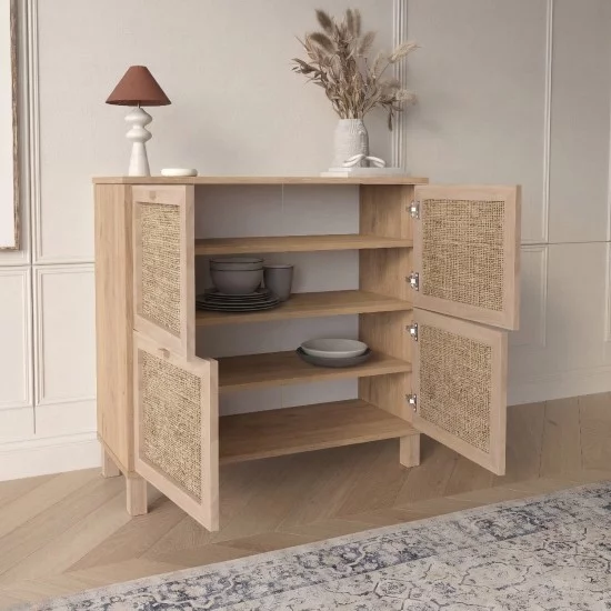Κονσόλα  AESIR Φυσικό Μοριοσανίδα/Rattan 90x35x85.2cm