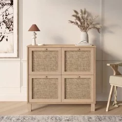 Κονσόλα  AESIR Φυσικό Μοριοσανίδα/Rattan 90x35x85.2cm