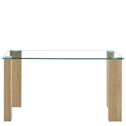 Τραπέζι Τραπεζαρίας  ASHMOOR Φυσικό Γυαλί/Ξύλο 140x80x75cm