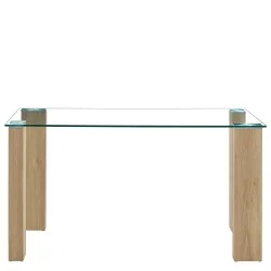 Τραπέζι Τραπεζαρίας  ASHMOOR Φυσικό Γυαλί/Ξύλο 140x80x75cm