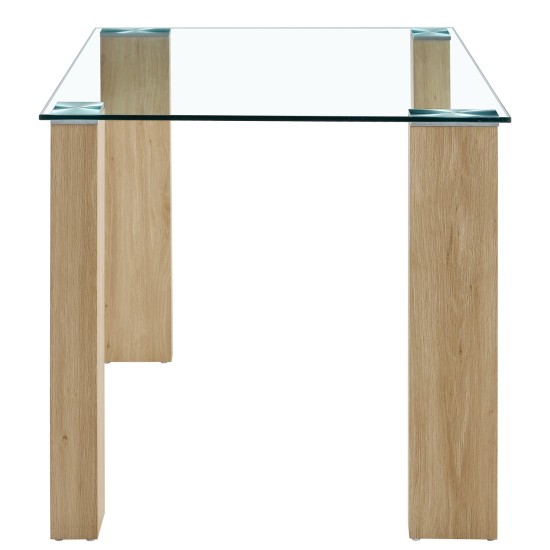 Τραπέζι Τραπεζαρίας  ASHMOOR Φυσικό Γυαλί/Ξύλο 140x80x75cm