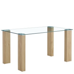 Τραπέζι Τραπεζαρίας  ASHMOOR Φυσικό Γυαλί/Ξύλο 140x80x75cm