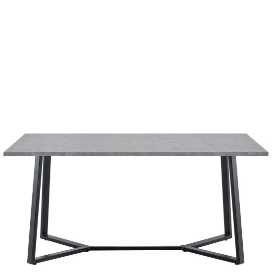 Τραπέζι Τραπεζαρίας  DUNSMERE Γκρι Μάρμαρο/Μαύρο Μέταλλο/Μοριοσανίδα 160x90x75cm