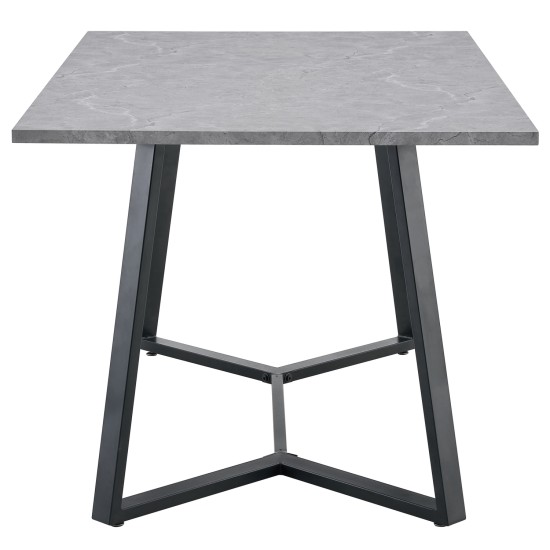 Τραπέζι Τραπεζαρίας  DUNSMERE Γκρι Μάρμαρο/Μαύρο Μέταλλο/Μοριοσανίδα 160x90x75cm