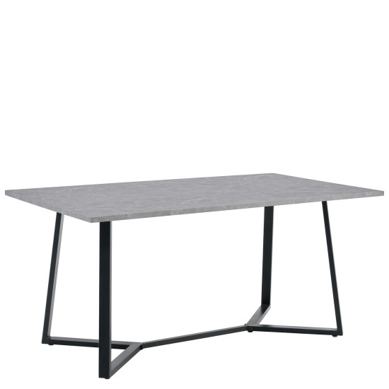 Τραπέζι Τραπεζαρίας  DUNSMERE Γκρι Μάρμαρο/Μαύρο Μέταλλο/Μοριοσανίδα 160x90x75cm