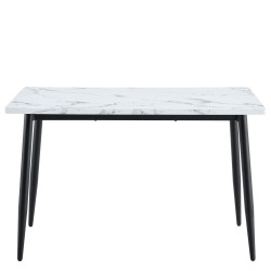 Τραπέζι Τραπεζαρίας  IRWELL Λευκό Μάρμαρο/Μαύρο Μέταλλο/Μοριοσανίδα 120x80x75cm