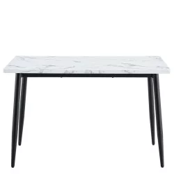 Τραπέζι Τραπεζαρίας  IRWELL Λευκό Μάρμαρο/Μαύρο Μέταλλο/Μοριοσανίδα 120x80x75cm
