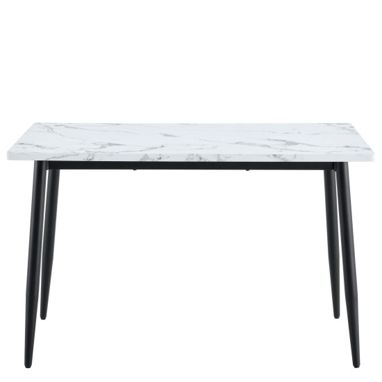 Τραπέζι Τραπεζαρίας  IRWELL Λευκό Μάρμαρο/Μαύρο Μέταλλο/Μοριοσανίδα 120x80x75cm