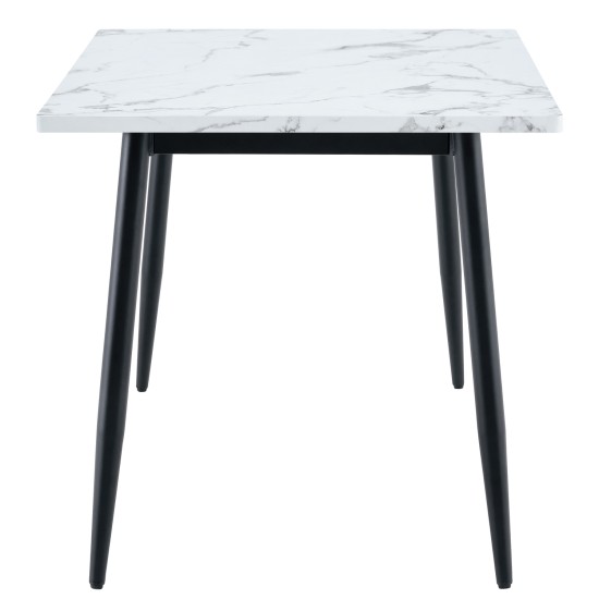 Τραπέζι Τραπεζαρίας  IRWELL Λευκό Μάρμαρο/Μαύρο Μέταλλο/Μοριοσανίδα 120x80x75cm