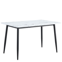 Τραπέζι Τραπεζαρίας  IRWELL Λευκό Μάρμαρο/Μαύρο Μέταλλο/Μοριοσανίδα 120x80x75cm