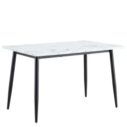Τραπέζι Τραπεζαρίας  IRWELL Λευκό Μάρμαρο/Μαύρο Μέταλλο/Μοριοσανίδα 120x80x75cm