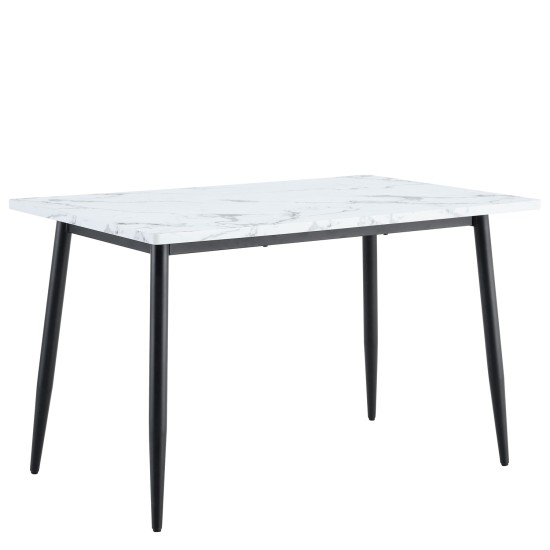 Τραπέζι Τραπεζαρίας  IRWELL Λευκό Μάρμαρο/Μαύρο Μέταλλο/Μοριοσανίδα 120x80x75cm