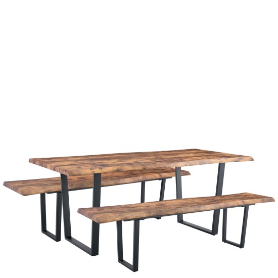 Σετ Τραπεζαρία (2+1)  NORTHAM Καρυδί/Μαύρο Μέταλλο/Ξύλο