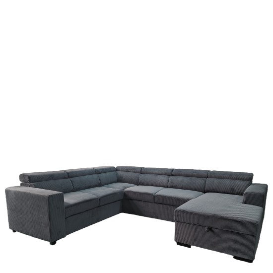 Καναπές Γωνιακός  AVELON Γκρι Σκούρο Ύφασμα/Ξύλο 249x312x82cm