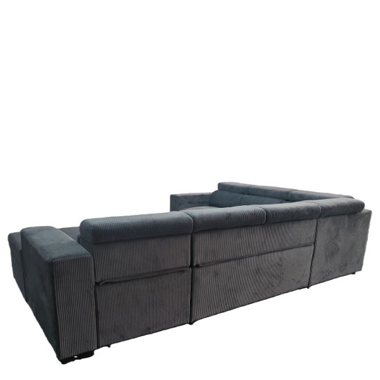 Καναπές Γωνιακός  AVELON Γκρι Σκούρο Ύφασμα/Ξύλο 249x312x82cm