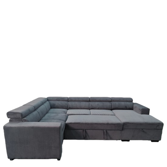 Καναπές Γωνιακός  AVELON Γκρι Σκούρο Ύφασμα/Ξύλο 249x312x82cm