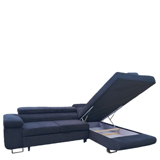 Καναπές Γωνιακός  LUZANO Μαύρο Ύφασμα/MDF 277x203x100cm