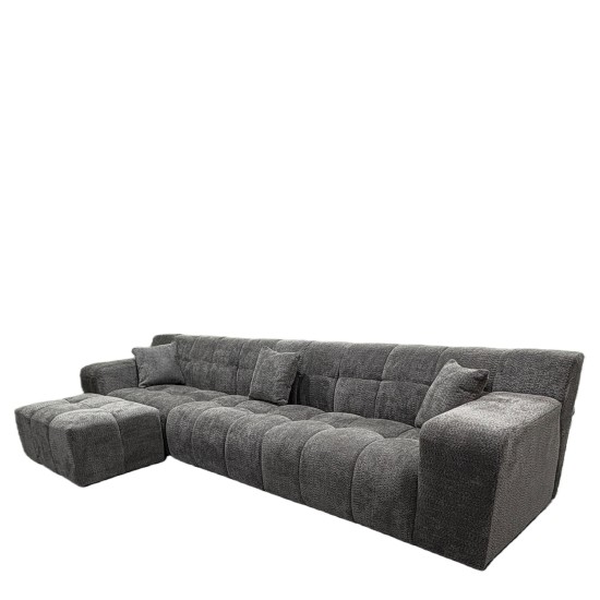 Καναπές Γωνιακός  ORVELLA Γκρι Ύφασμα 363x194x80cm