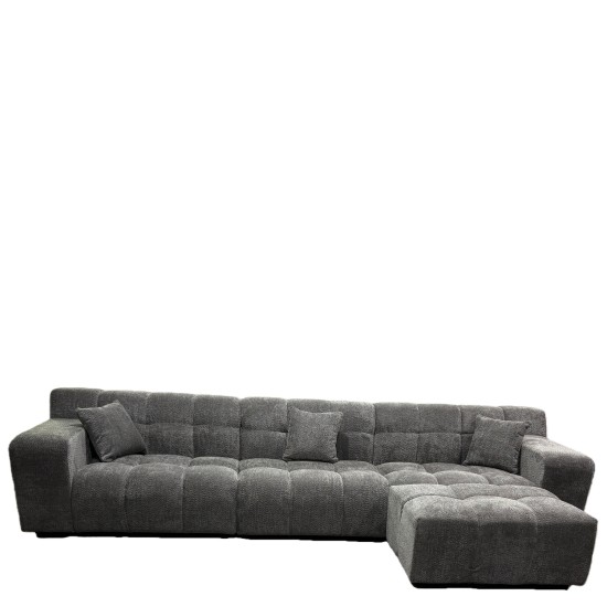 Καναπές Γωνιακός  ORVELLA Γκρι Ύφασμα 363x194x80cm