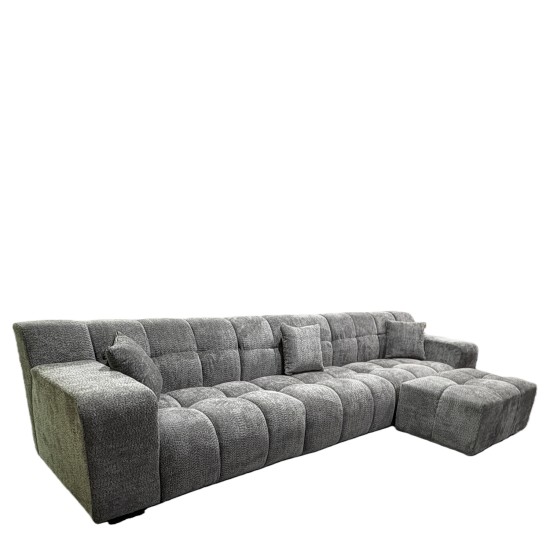 Καναπές Γωνιακός  ORVELLA Γκρι Ύφασμα 363x194x80cm