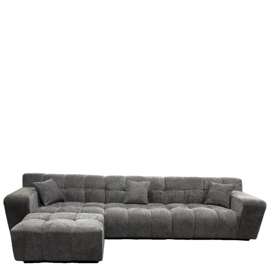 Καναπές Γωνιακός  ORVELLA Γκρι Ύφασμα 363x194x80cm