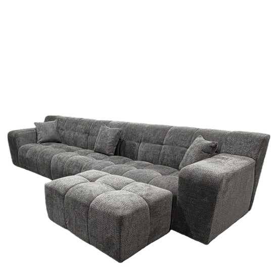 Καναπές Γωνιακός  ORVELLA Γκρι Ύφασμα 363x194x80cm