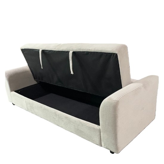 Καναπές Κρεβάτι  VALMERO Μπεζ Ύφασμα/Ξύλο 216x85x85cm