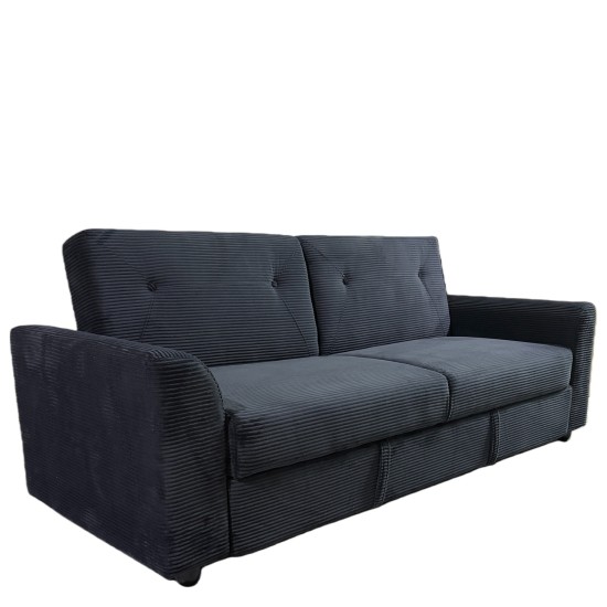 Καναπές Κρεβάτι  VALMERO Μαύρο Ύφασμα/Ξύλο 216x85x85cm