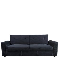Καναπές Κρεβάτι  VALMERO Μαύρο Ύφασμα/Ξύλο 216x85x85cm