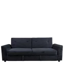 Καναπές Κρεβάτι  VALMERO Μαύρο Ύφασμα/Ξύλο 216x85x85cm