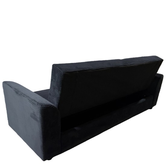 Καναπές Κρεβάτι  VALMERO Μαύρο Ύφασμα/Ξύλο 216x85x85cm