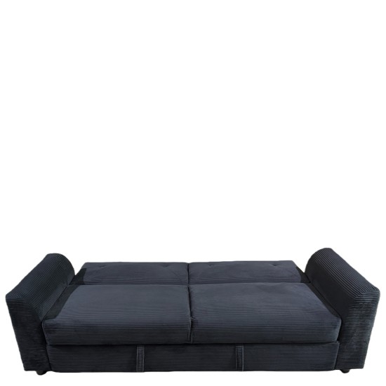 Καναπές Κρεβάτι  VALMERO Μαύρο Ύφασμα/Ξύλο 216x85x85cm