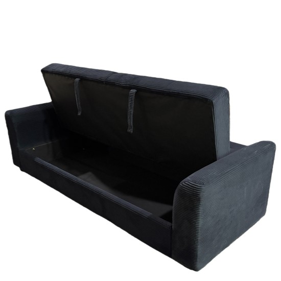 Καναπές Κρεβάτι  VALMERO Μαύρο Ύφασμα/Ξύλο 216x85x85cm